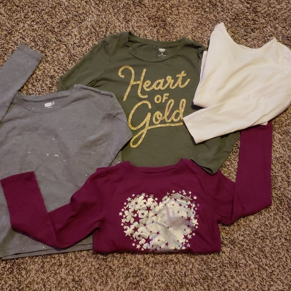 Bundle of 4 Girl's long sleeve shirts